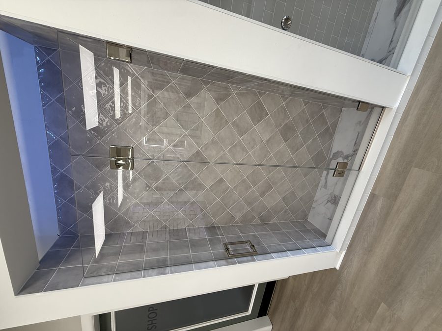 Back-painted glass backsplash in a Montclair designer kitchen