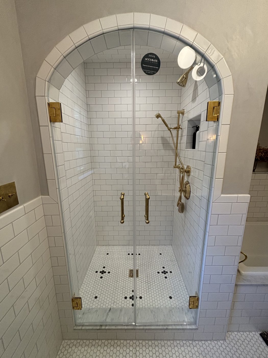 Custom shower glass work by Accurate Glass & Mirror near Midland Park, NJ