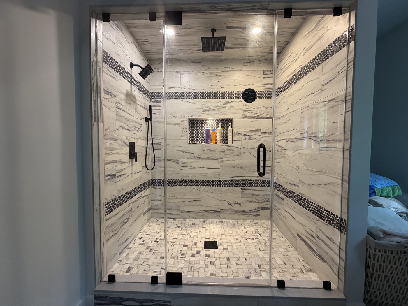 steam shower glass enclosure detail, Midland Park NJ area